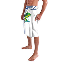 Mahi Mahi Fish Lavalava Nautical Anchors and Wave Splash on White and Blue Split Background - Wonder Print Shop