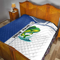 Mahi Mahi Fish Quilt Nautical Anchors and Wave Splash on White and Blue Split Background - Wonder Print Shop