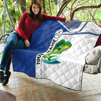 Mahi Mahi Fish Quilt Nautical Anchors and Wave Splash on White and Blue Split Background - Wonder Print Shop