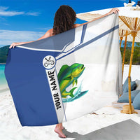 Mahi Mahi Fish Sarong Nautical Anchors and Wave Splash on White and Blue Split Background - Wonder Print Shop