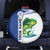 Mahi Mahi Fish Spare Tire Cover Nautical Anchors and Wave Splash on White and Blue Split Background - Wonder Print Shop