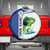 Mahi Mahi Fish Spare Tire Cover Nautical Anchors and Wave Splash on White and Blue Split Background - Wonder Print Shop