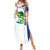 Mahi Mahi Fish Summer Maxi Dress Nautical Anchors and Wave Splash on White and Blue Split Background - Wonder Print Shop