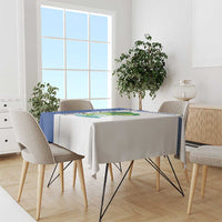 Mahi Mahi Fish Tablecloth Nautical Anchors and Wave Splash on White and Blue Split Background - Wonder Print Shop