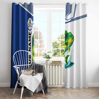 Mahi Mahi Fish Window Curtain Nautical Anchors and Wave Splash on White and Blue Split Background - Wonder Print Shop