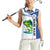 Mahi Mahi Fish Women Sleeveless Polo Shirt Nautical Anchors and Wave Splash on White and Blue Split Background - Wonder Print Shop