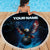 Lightning Bowling Beach Blanket Electric Blue Ball and American Eagle Graphic on Stormy Black Background - Wonder Print Shop