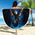 Lightning Bowling Beach Blanket Electric Blue Ball and American Eagle Graphic on Stormy Black Background - Wonder Print Shop