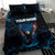 Lightning Bowling Bedding Set Electric Blue Ball and American Eagle Graphic on Stormy Black Background - Wonder Print Shop