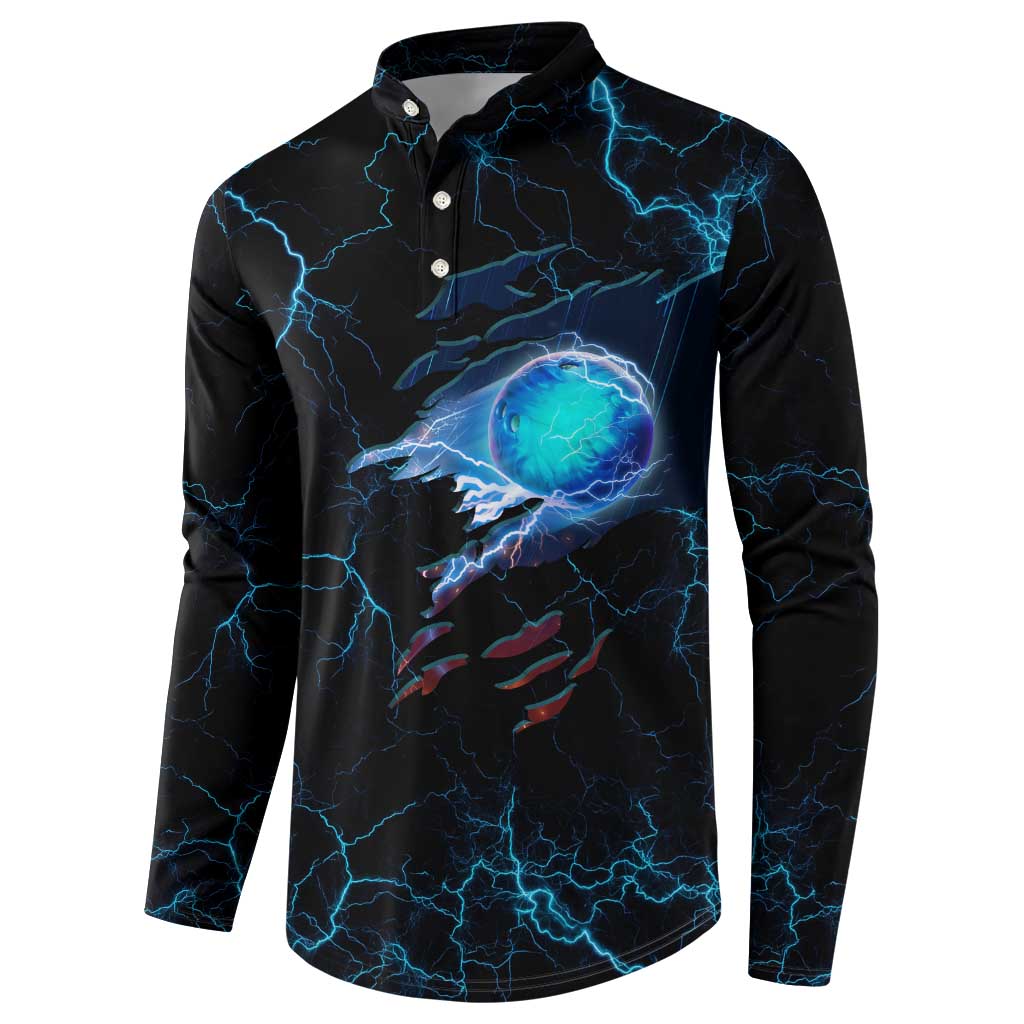 Lightning Bowling Button Sweatshirt Electric Blue Ball and American Eagle Graphic on Stormy Black Background - Wonder Print Shop