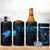 Lightning Bowling 4 in 1 Can Cooler Tumbler Electric Blue Ball and American Eagle Graphic on Stormy Black Background - Wonder Print Shop