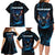 Lightning Bowling Family Matching Long Sleeve Bodycon Dress and Hawaiian Shirt Electric Blue Ball and American Eagle Graphic on Stormy Black Background - Wonder Print Shop