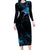Lightning Bowling Family Matching Long Sleeve Bodycon Dress and Hawaiian Shirt Electric Blue Ball and American Eagle Graphic on Stormy Black Background - Wonder Print Shop