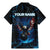 Lightning Bowling Family Matching Mermaid Dress and Hawaiian Shirt Electric Blue Ball and American Eagle Graphic on Stormy Black Background - Wonder Print Shop