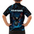 Lightning Bowling Family Matching Off The Shoulder Long Sleeve Dress and Hawaiian Shirt Electric Blue Ball and American Eagle Graphic on Stormy Black Background - Wonder Print Shop