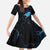 Lightning Bowling Family Matching Off The Shoulder Long Sleeve Dress and Hawaiian Shirt Electric Blue Ball and American Eagle Graphic on Stormy Black Background - Wonder Print Shop