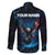 Lightning Bowling Family Matching Off The Shoulder Long Sleeve Dress and Hawaiian Shirt Electric Blue Ball and American Eagle Graphic on Stormy Black Background - Wonder Print Shop