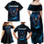 Lightning Bowling Family Matching Off Shoulder Maxi Dress and Hawaiian Shirt Electric Blue Ball and American Eagle Graphic on Stormy Black Background - Wonder Print Shop