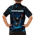 Lightning Bowling Family Matching Off Shoulder Short Dress and Hawaiian Shirt Electric Blue Ball and American Eagle Graphic on Stormy Black Background - Wonder Print Shop