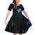 Lightning Bowling Family Matching Off Shoulder Short Dress and Hawaiian Shirt Electric Blue Ball and American Eagle Graphic on Stormy Black Background - Wonder Print Shop