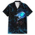 Lightning Bowling Family Matching Off Shoulder Short Dress and Hawaiian Shirt Electric Blue Ball and American Eagle Graphic on Stormy Black Background - Wonder Print Shop