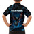 Lightning Bowling Family Matching Short Sleeve Bodycon Dress and Hawaiian Shirt Electric Blue Ball and American Eagle Graphic on Stormy Black Background - Wonder Print Shop