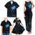 Lightning Bowling Family Matching Tank Maxi Dress and Hawaiian Shirt Electric Blue Ball and American Eagle Graphic on Stormy Black Background - Wonder Print Shop