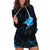 Lightning Bowling Hoodie Dress Electric Blue Ball and American Eagle Graphic on Stormy Black Background - Wonder Print Shop