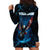 Lightning Bowling Hoodie Dress Electric Blue Ball and American Eagle Graphic on Stormy Black Background - Wonder Print Shop
