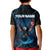 Lightning Bowling Kid Polo Shirt Electric Blue Ball and American Eagle Graphic on Stormy Black Background - Wonder Print Shop