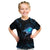 Lightning Bowling Kid T Shirt Electric Blue Ball and American Eagle Graphic on Stormy Black Background - Wonder Print Shop
