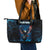 Lightning Bowling Leather Tote Bag Electric Blue Ball and American Eagle Graphic on Stormy Black Background - Wonder Print Shop