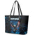 Lightning Bowling Leather Tote Bag Electric Blue Ball and American Eagle Graphic on Stormy Black Background - Wonder Print Shop