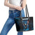 Lightning Bowling Leather Tote Bag Electric Blue Ball and American Eagle Graphic on Stormy Black Background - Wonder Print Shop