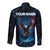 Lightning Bowling Long Sleeve Button Shirt Electric Blue Ball and American Eagle Graphic on Stormy Black Background - Wonder Print Shop