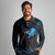 Lightning Bowling Long Sleeve Polo Shirt Electric Blue Ball and American Eagle Graphic on Stormy Black Background - Wonder Print Shop