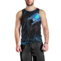 Lightning Bowling Men Tank Top Electric Blue Ball and American Eagle Graphic on Stormy Black Background - Wonder Print Shop
