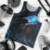 Lightning Bowling Men Tank Top Electric Blue Ball and American Eagle Graphic on Stormy Black Background - Wonder Print Shop