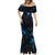 Lightning Bowling Mermaid Dress Electric Blue Ball and American Eagle Graphic on Stormy Black Background - Wonder Print Shop