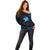 Lightning Bowling Off Shoulder Sweater Electric Blue Ball and American Eagle Graphic on Stormy Black Background - Wonder Print Shop