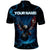 Lightning Bowling Polo Shirt Electric Blue Ball and American Eagle Graphic on Stormy Black Background - Wonder Print Shop