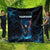 Lightning Bowling Quilt Electric Blue Ball and American Eagle Graphic on Stormy Black Background - Wonder Print Shop