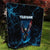 Lightning Bowling Quilt Electric Blue Ball and American Eagle Graphic on Stormy Black Background - Wonder Print Shop