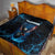 Lightning Bowling Quilt Electric Blue Ball and American Eagle Graphic on Stormy Black Background - Wonder Print Shop