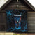 Lightning Bowling Quilt Electric Blue Ball and American Eagle Graphic on Stormy Black Background - Wonder Print Shop