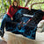 Lightning Bowling Quilt Electric Blue Ball and American Eagle Graphic on Stormy Black Background - Wonder Print Shop