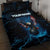 Lightning Bowling Quilt Bed Set Electric Blue Ball and American Eagle Graphic on Stormy Black Background - Wonder Print Shop