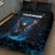 Lightning Bowling Quilt Bed Set Electric Blue Ball and American Eagle Graphic on Stormy Black Background - Wonder Print Shop