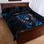 Lightning Bowling Quilt Bed Set Electric Blue Ball and American Eagle Graphic on Stormy Black Background - Wonder Print Shop