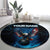 Lightning Bowling Round Carpet Electric Blue Ball and American Eagle Graphic on Stormy Black Background - Wonder Print Shop